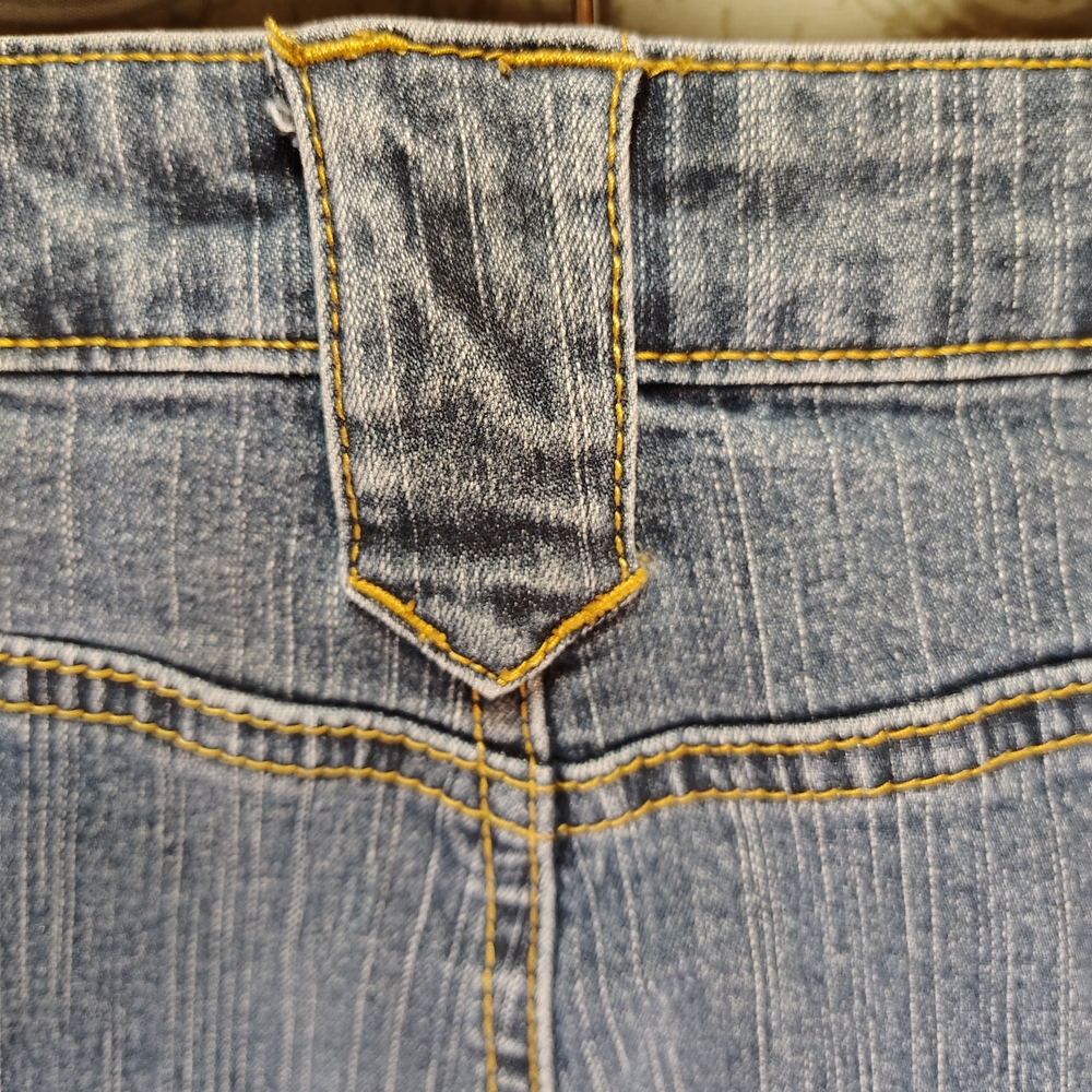 Bubblegum Denim Skirt with Buckle Pockets - Picture 7 of 8